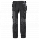 HH4506 Helly Hansen Oxford Construction Trousers, Black, C56 <p>Helly Hansen Oxford Construction Trousers, Black, C56<p><br><br>The Oxford Concept consists of an array of high performing long lasting classic styles. All styles in Oxford has been developed to give the user great value for money. Durable fabrics, solidified features and great fit makes Oxford suitable for any worker. 
The Oxford concept has a wide array of styles to choose between depending on personal choice and the job that needs to be performed. All styles are made to match each other giving a professional and commercial look. <br><br> Main Features:</p>
<ul><li>2-way stretch fabric</li>
<li>Hanging pockets with double lined bottom and nylon webbing for durability</li>
<li>Broad center back belt loop for extra stability and strength</li> 
<li>Gusset in crotch for freedom of movement</li> 
<li>Plastic covered metal buttons</li>
<li>Thigh pocket with fastener closure</li> 
<li>ID card loop</li>
<li>Ruler pocket</li>
<li>Reinforcement fabric at knee and bottom hem with articulated knees for optimal mobility</li>
<li>Knee Pad pockets accessible from the inside and knee pad position can be adjusted by 5 cm for optimal mobility</li>
<li>Possibility to increase leg length by 5cm</li></ul>
<p>Colour: Black </p><p>Featuring front pockets &amp